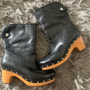 Ugg black clog ankle boots